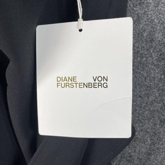 NWT Diane von Furstenberg Black One Shoulder Knot Scarf Faux Wrap Dress Size 0 - Picture 7 of 11